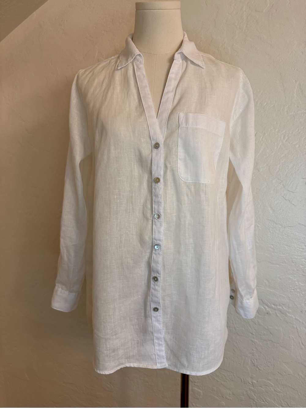 C&C California 100% Linen White Button-Up Shirt – Size S